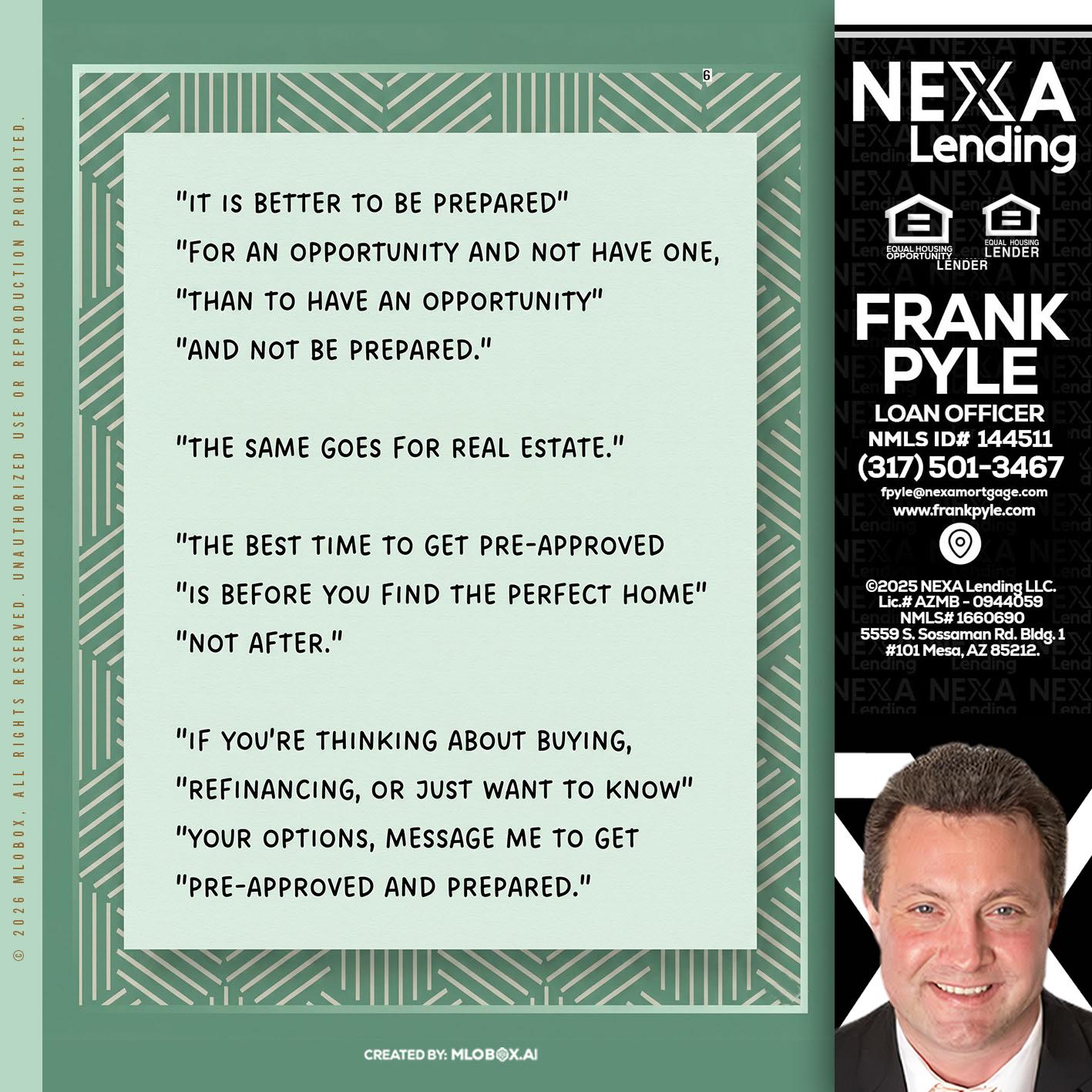 its better - Frank Pyle -Loan Originator