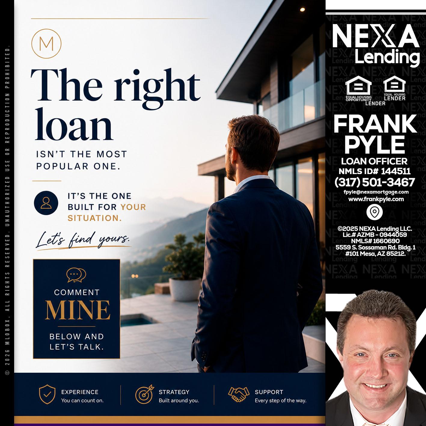 THE RIGHT LOAN - Frank Pyle -Loan Originator