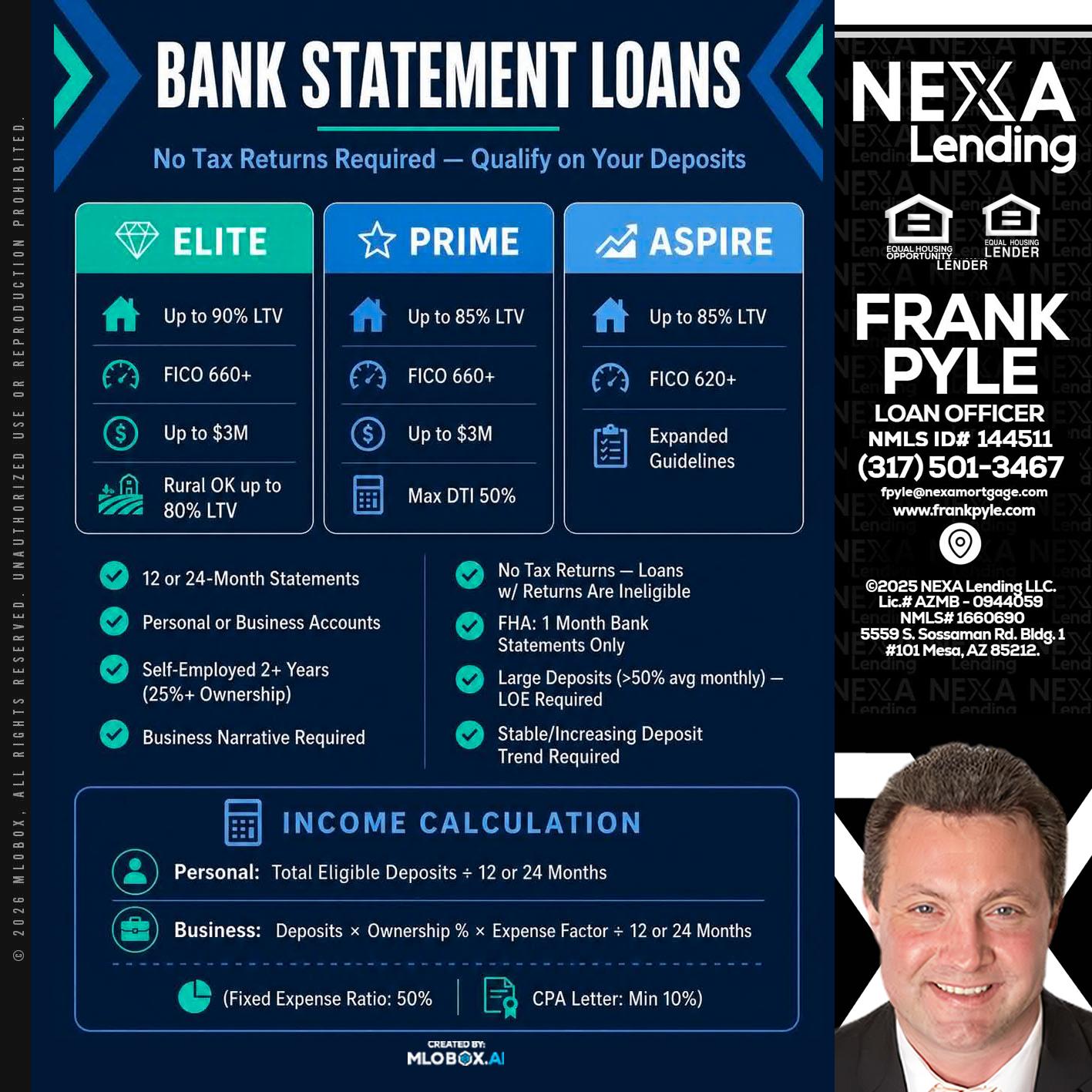 BANK STATEMENT - Frank Pyle -Loan Originator