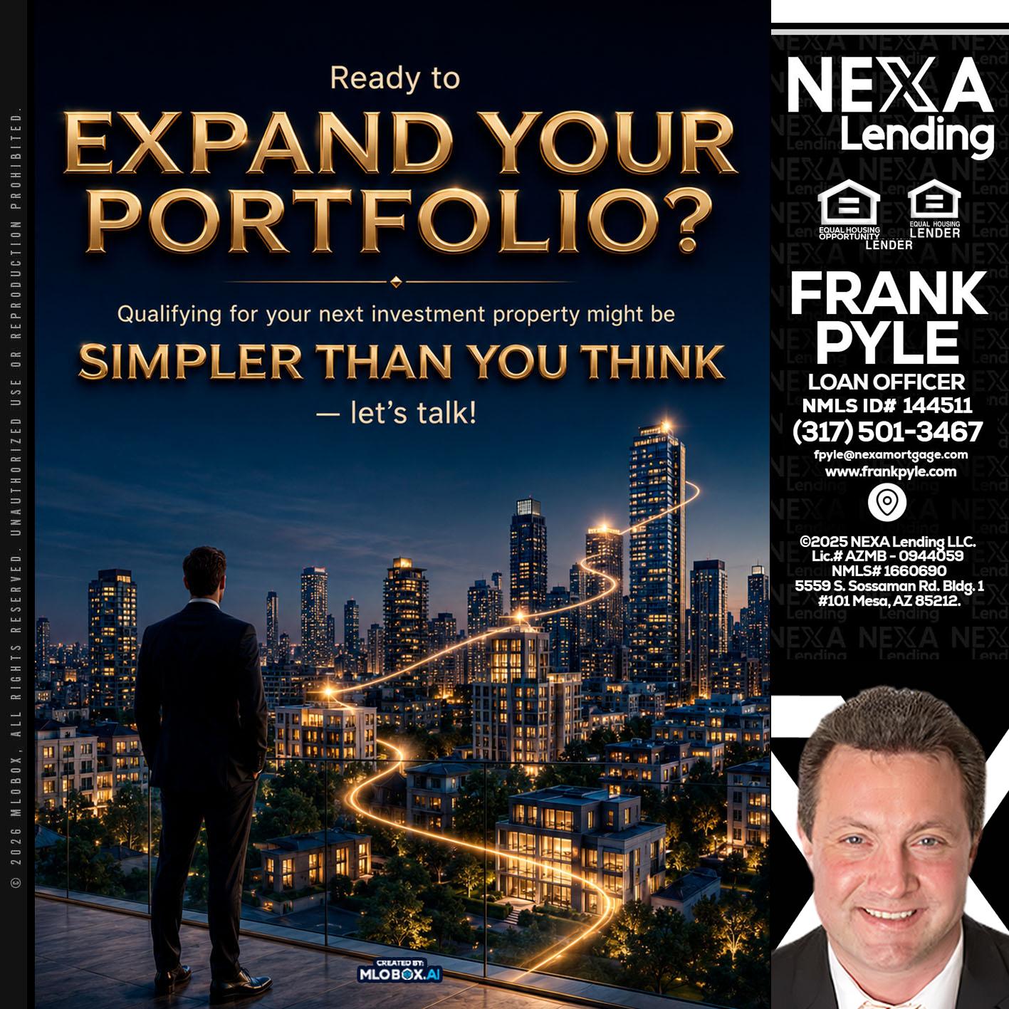 expand you portfolio - Frank Pyle -Loan Originator