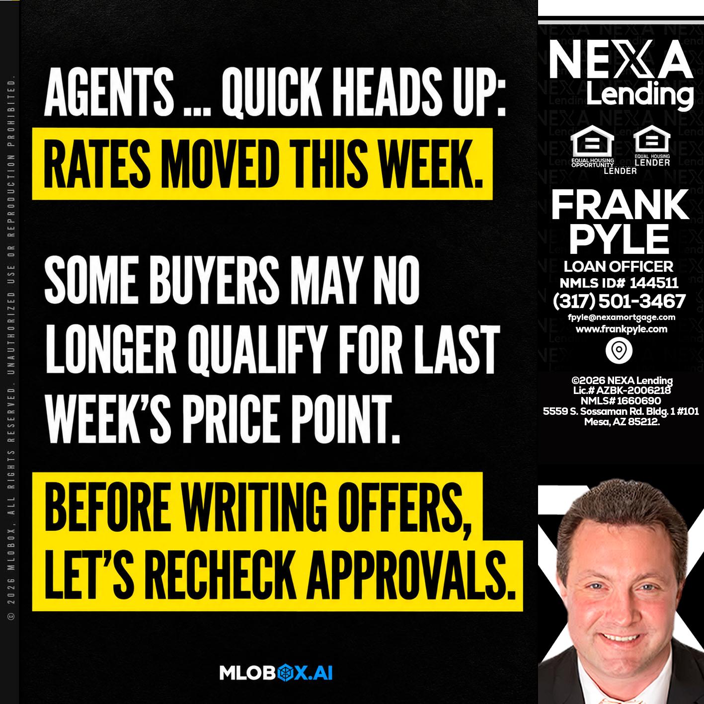 AGENTS QUICK - Frank Pyle -Loan Originator