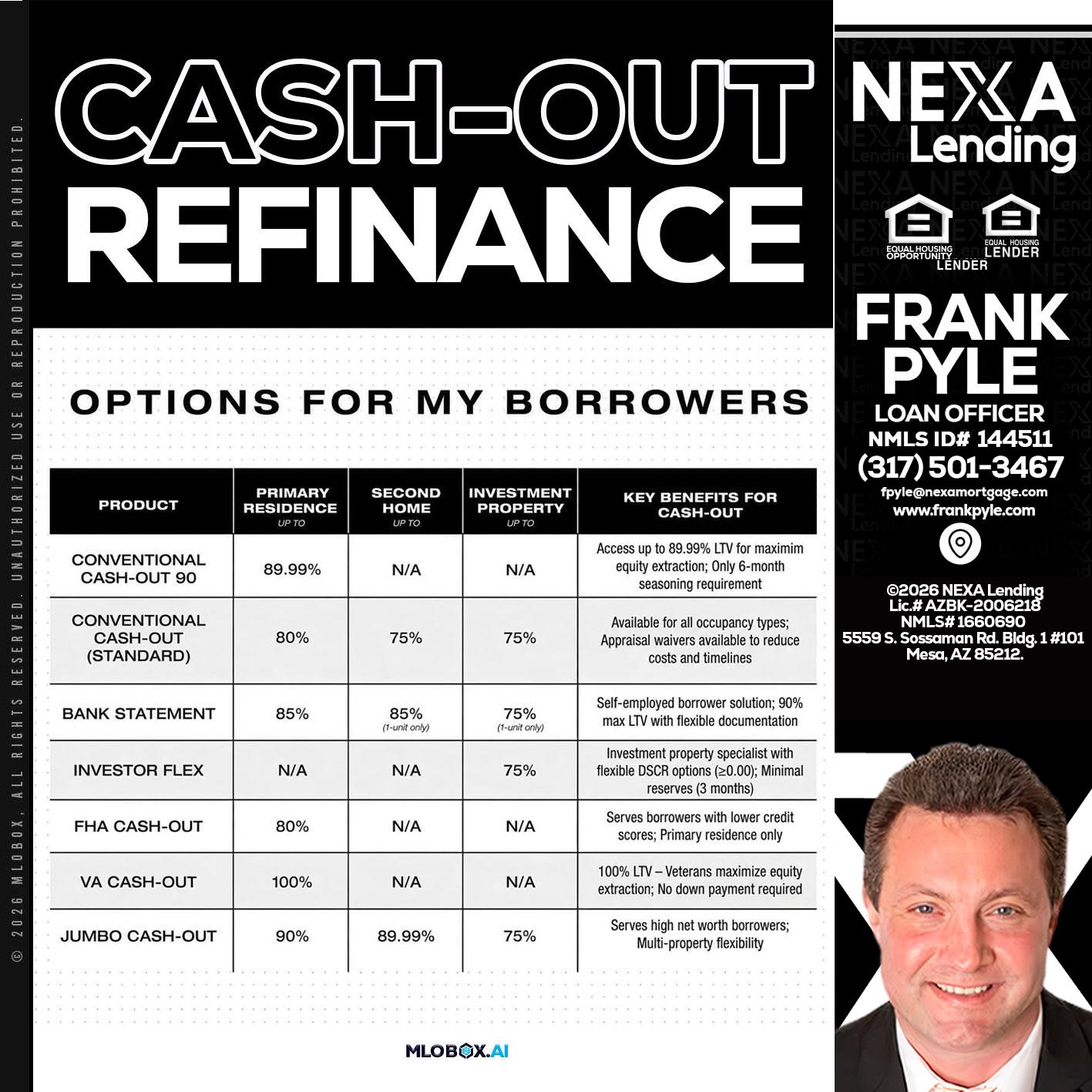 CASH OUT - Frank Pyle -Loan Originator