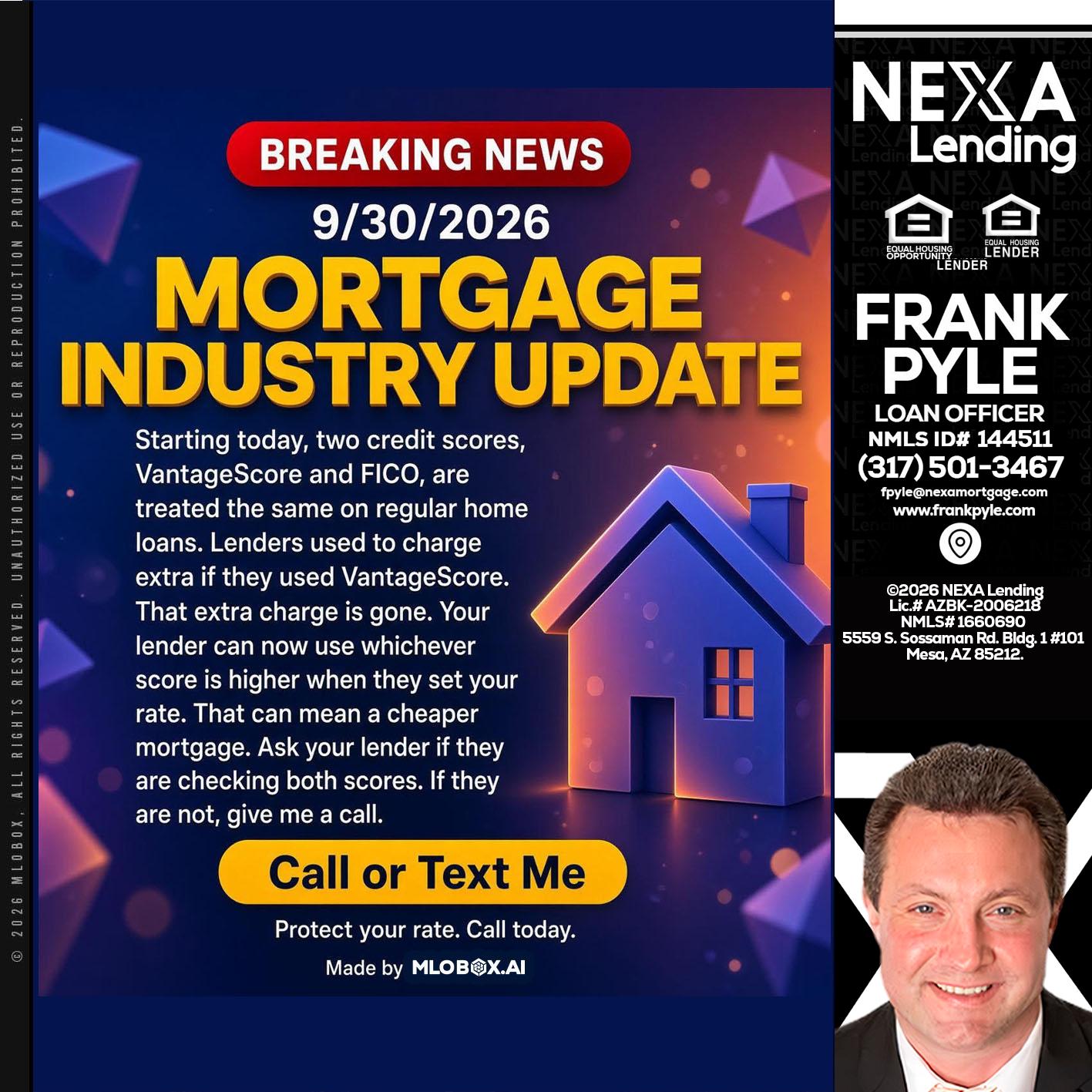 BREAKING NEWS - Frank Pyle -Loan Originator